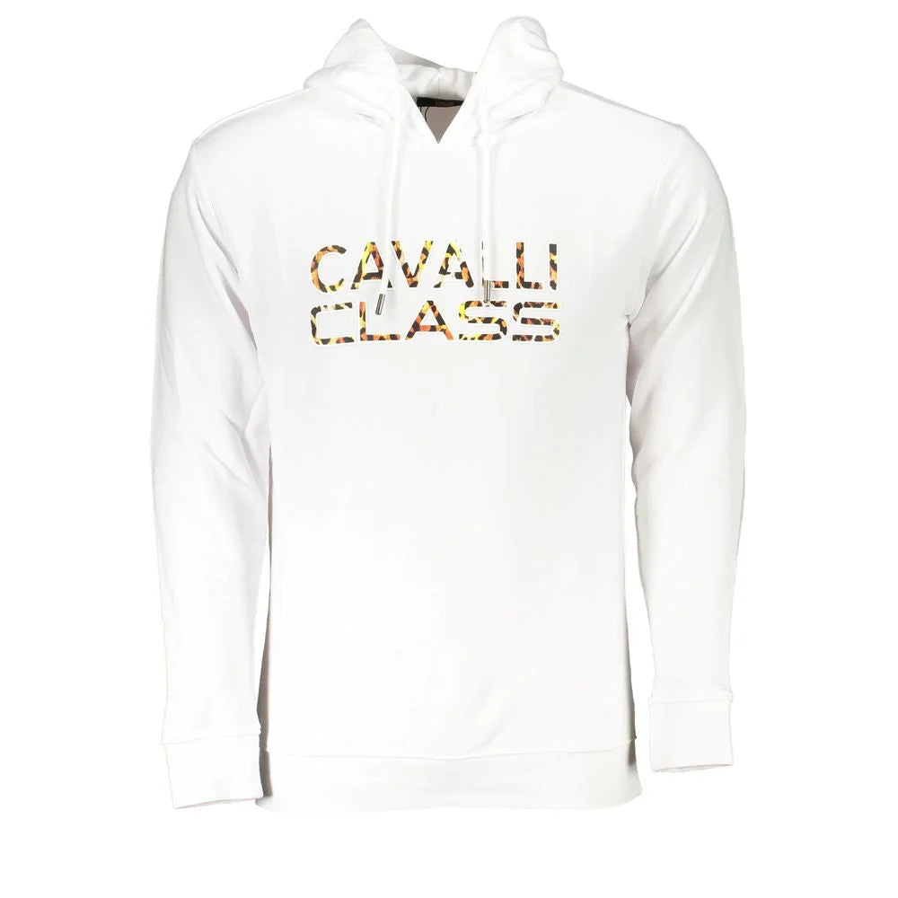 Cavalli Class White Cotton Men Sweater - Sweatshirts