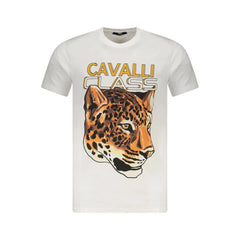 Cavalli Class White Cotton Men T-Shirt - T-Shirts