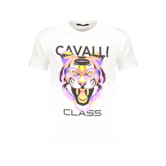 Cavalli Class White Cotton Men T-Shirt - T-Shirts