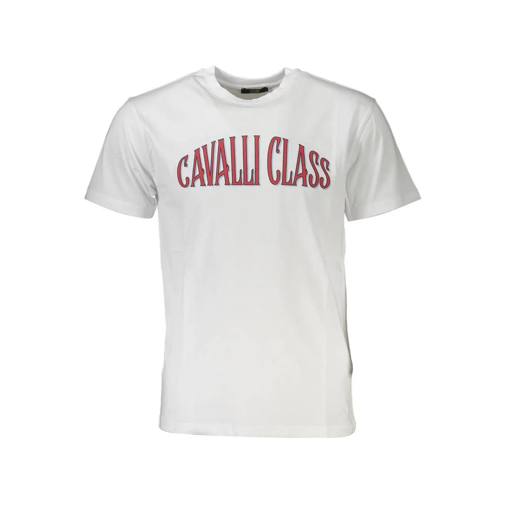 Cavalli Class White Cotton Men T-Shirt - T-Shirts