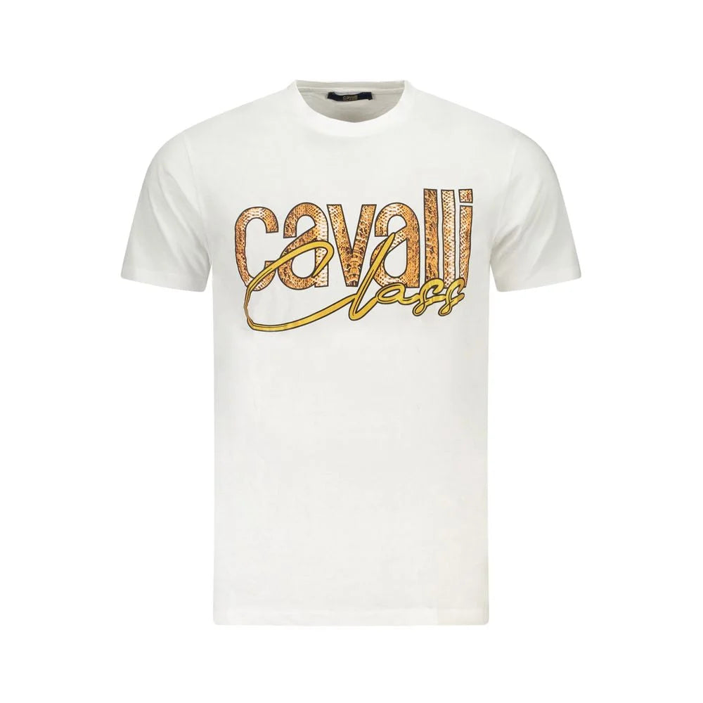 Cavalli Class White Cotton Men T-Shirt - T-Shirts
