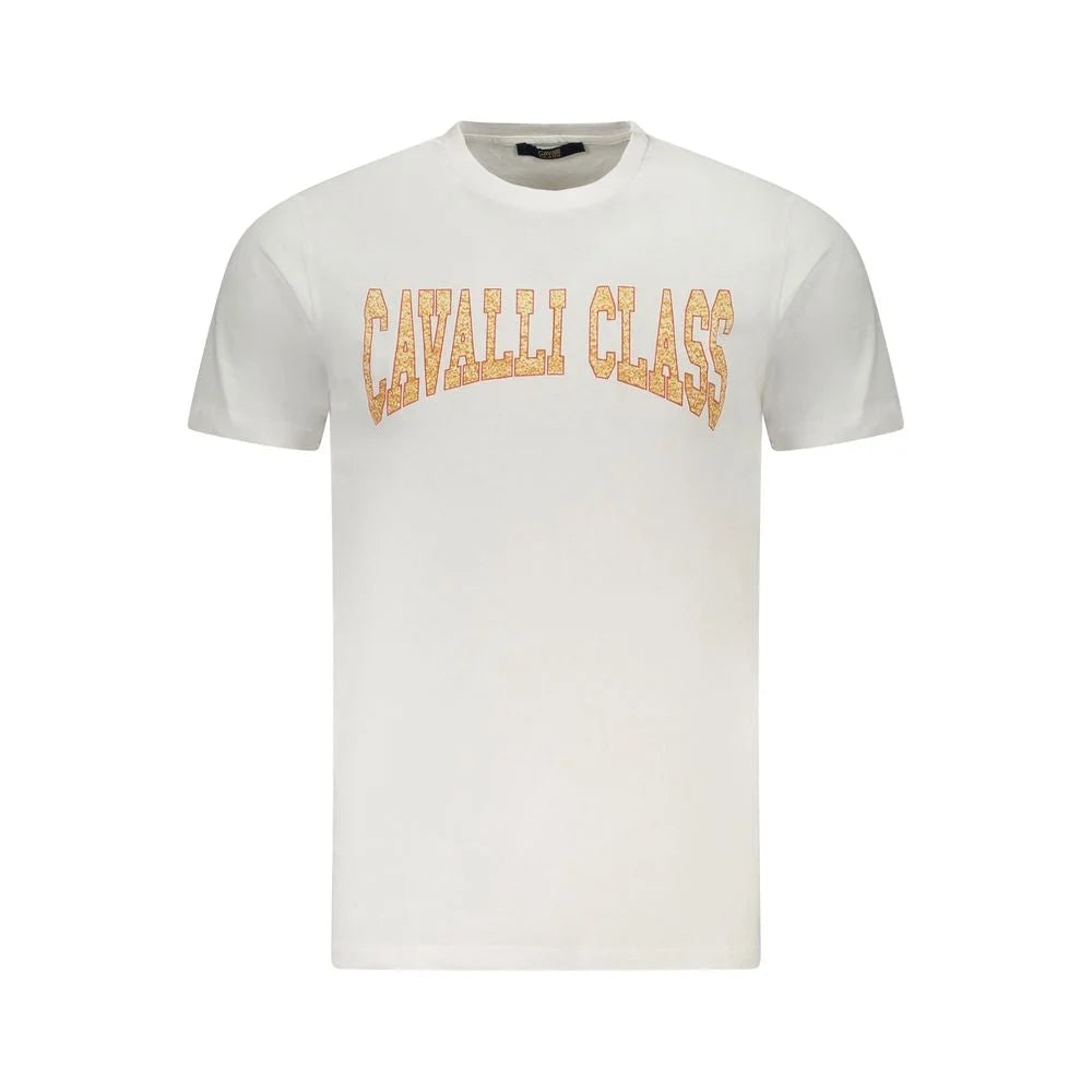 Cavalli Class White Cotton Men T-Shirt - T-Shirts