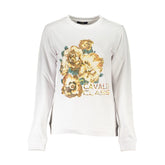 Cavalli Class White Cotton Sweater - XXL - Sweatshirts