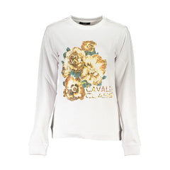 Cavalli Class White Cotton Sweater - XXL - Sweatshirts