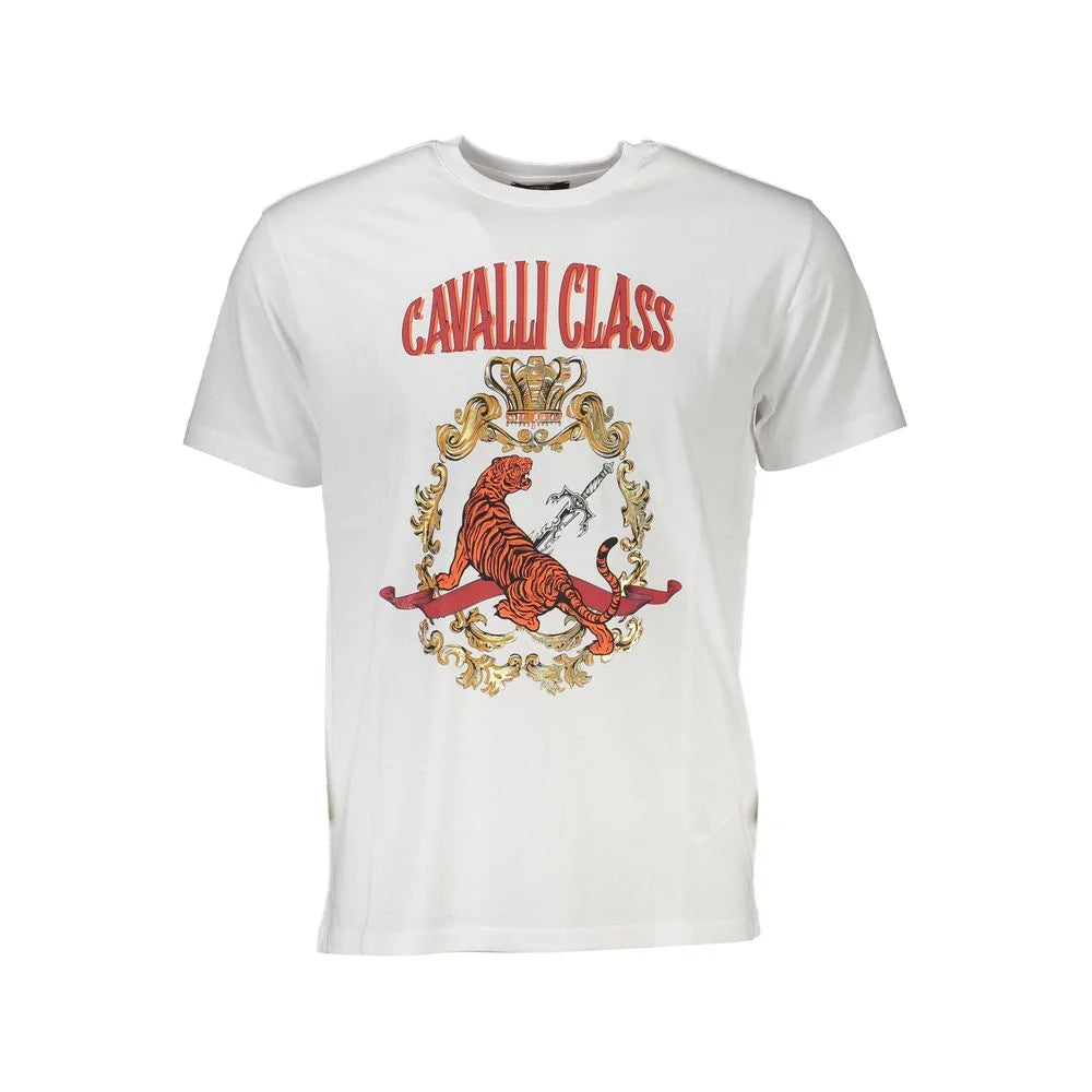 Cavalli Class White Cotton T-Shirt - L - T-Shirts