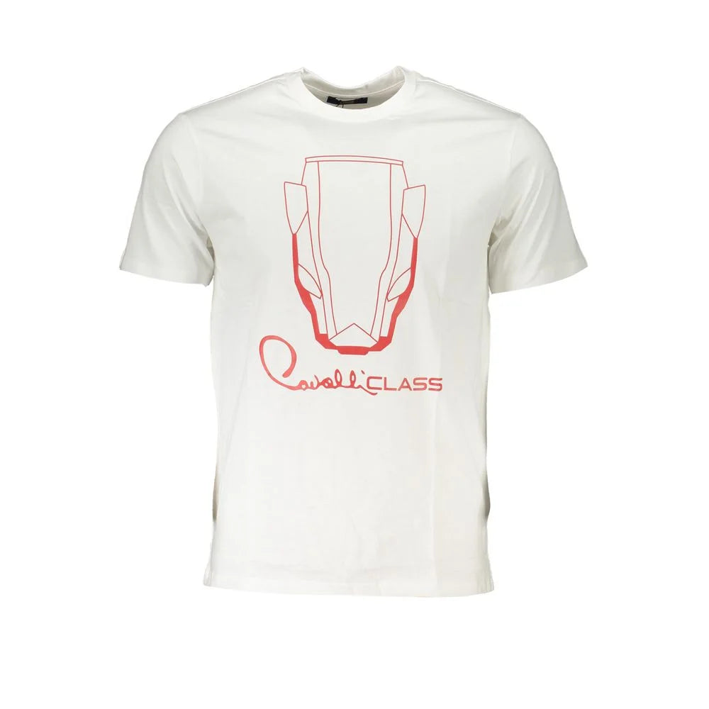 Cavalli Class White Cotton T-Shirt - T-Shirts