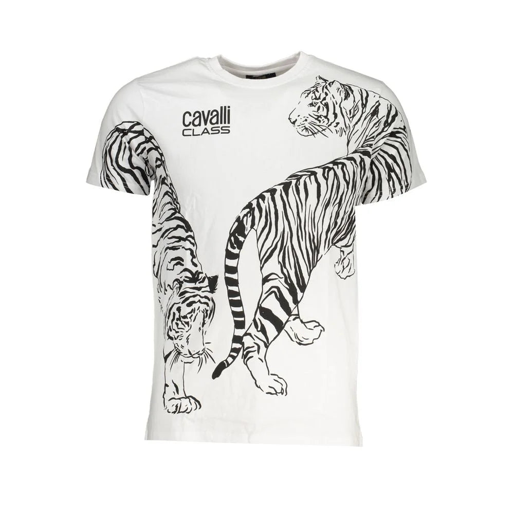 Cavalli Class White Cotton T-Shirt - T-Shirts