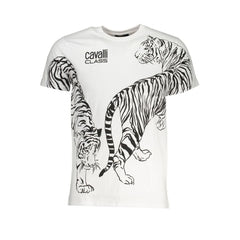 Cavalli Class White Cotton T-Shirt - T-Shirts