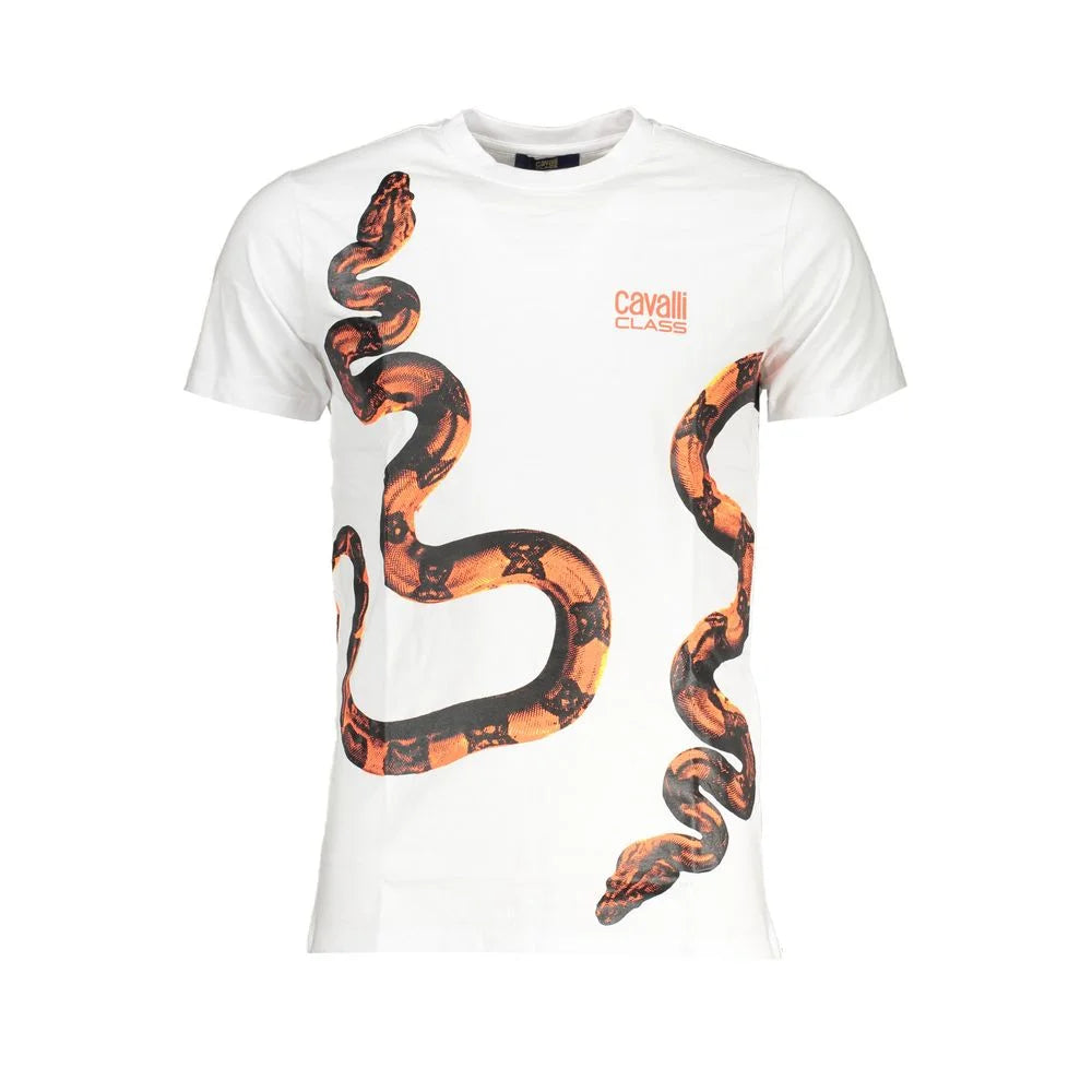 Cavalli Class White Cotton T-Shirt - T-Shirts
