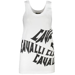 Cavalli Class White Cotton Tank Top - Tank Tops