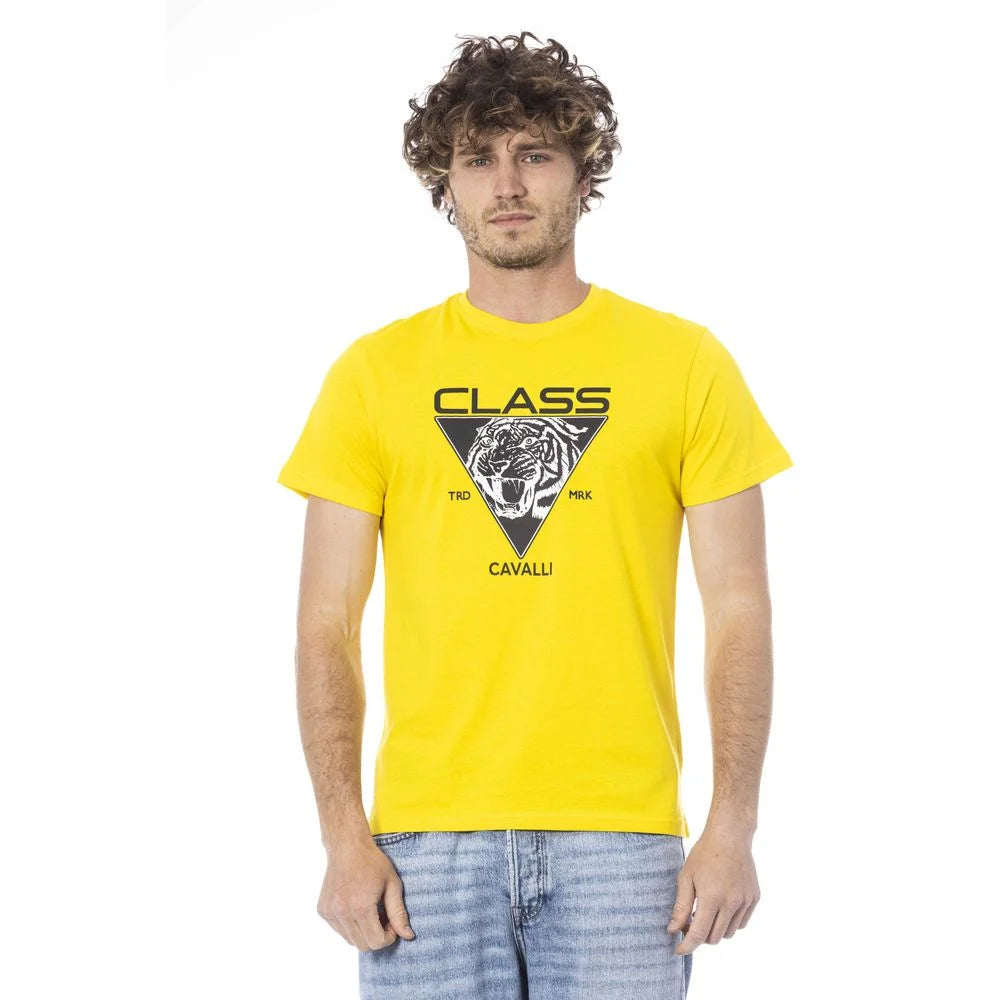 Cavalli Class Yellow Cotton Men T-Shirt - T-Shirts