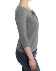 Cavalli Gray 3/4 sleeves jumper top - IT48|XXL - Sweaters