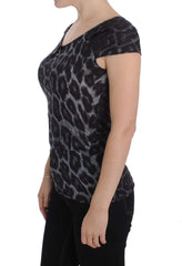 Cavalli Gray Leopard Modal T-Shirt Blouse Top - IT46 | L - T-Shirts