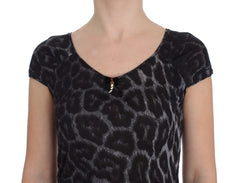 Cavalli Gray Leopard Modal T-Shirt Blouse Top - IT46 | L - T-Shirts