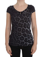 Cavalli Gray Leopard Modal T-Shirt Blouse Top - IT46 | L - T-Shirts