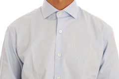 Cavalli Light Blue Cotton Slim Fit Dress Shirt - 39 - Shirts