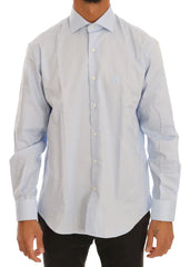 Cavalli Light Blue Cotton Slim Fit Dress Shirt - 39 - Shirts