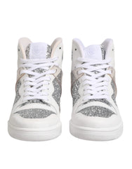 Chiara Ferragni White Silver High Top Women Sneakers Shoes - EU39/US8.5 - Sneakers
