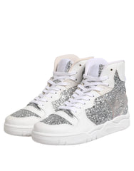 Chiara Ferragni White Silver High Top Women Sneakers Shoes - EU39/US8.5 - Sneakers