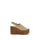 Chloé Beige Lamb Ovis Aries Aries Platform Sandals