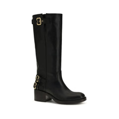 Chloé Black Calf Leather Bos Taurus Flat Boots