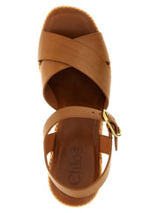 Chloé Brown Calfskin Wedge Sandals - EU39/US9
