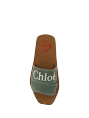 Chloé Elegant Forest Green Cotton Slides - EU36/US6 - Sandals