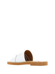 Chloé Elegant White Cotton Slide Sandals - EU37/US7 - Sandals