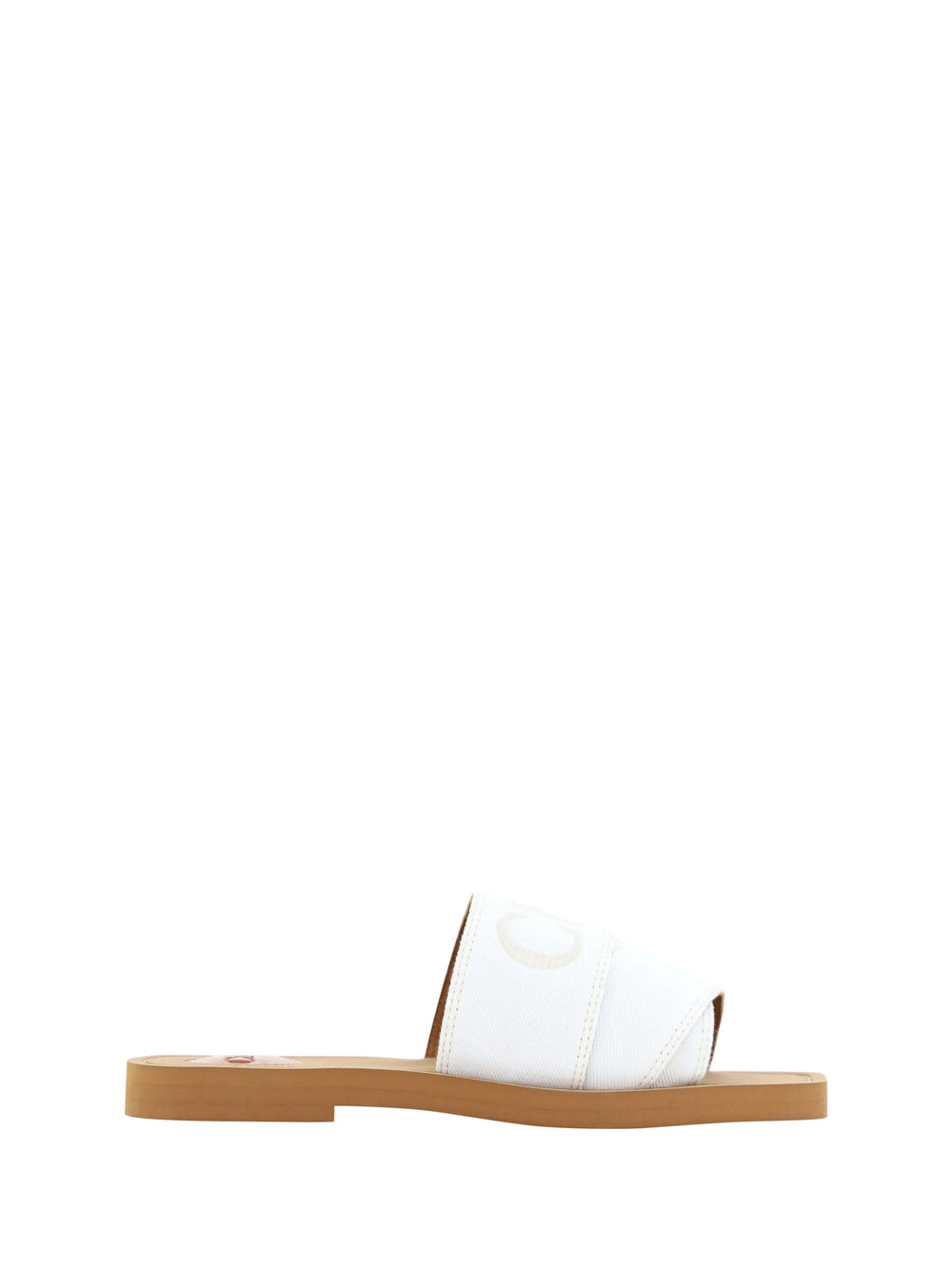 Chloé Elegant White Cotton Slide Sandals - EU37/US7 - Sandals