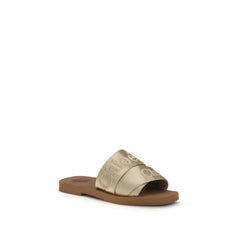 Chloé Gold Polyester Flat Sandals