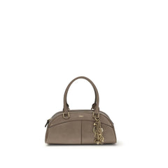 Bolsa de mão de couro de bezerro cinzento Bos Taurus Chloé