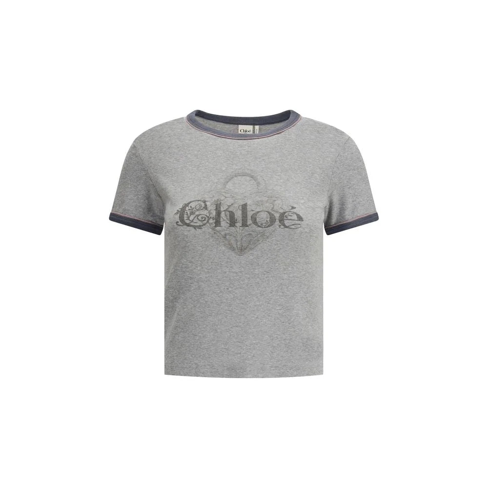 Chloé Gray Cotton T-Shirt - M