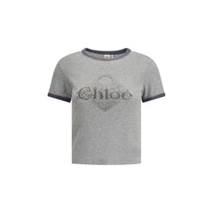 Chloé Gray Cotton T-Shirt - M