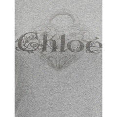 Chloé Gray Cotton T-Shirt - M