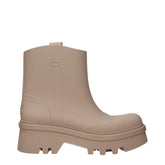 Chloé pink cotton canvas ankle boots featuring a structured silhouette and tonal rubber soles in a refined pastel shade.