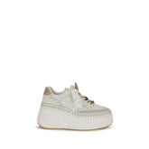 Chloé White Calf Leather Bos Taurus Platform Sneakers