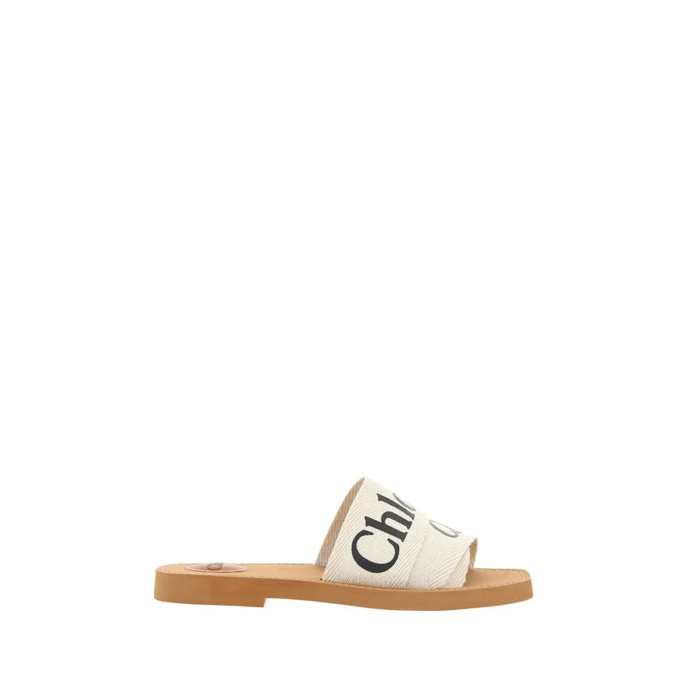 Chloé White Linen Flat Sandals - EU36/US6