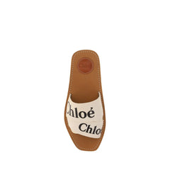 Chloé White Linen Flat Sandals - EU36/US6