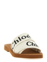 Chloé White Linen Flat Sandals - EU42/US12