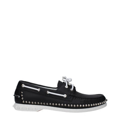 Christian Louboutin Black Leather Slip-On Loafers - EU41/US8