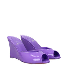 Christian Louboutin Purple Leather Wedge Sandals - EU37/US7