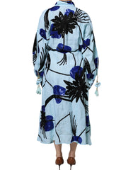 Christian Pellizzari Light Blue Floral Embellished Shirt Maxi Dress - IT42|M - Dresses