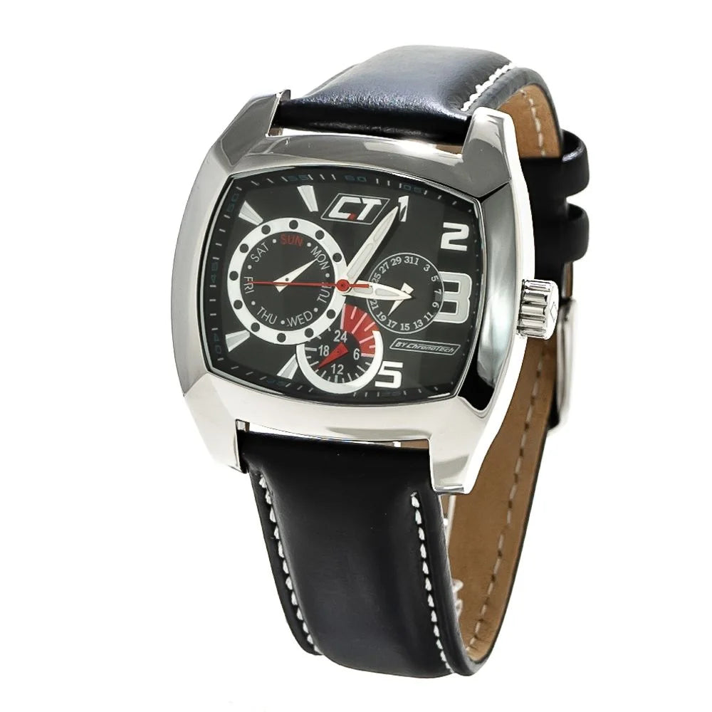 Chronotech Black Leather Watch - Watches