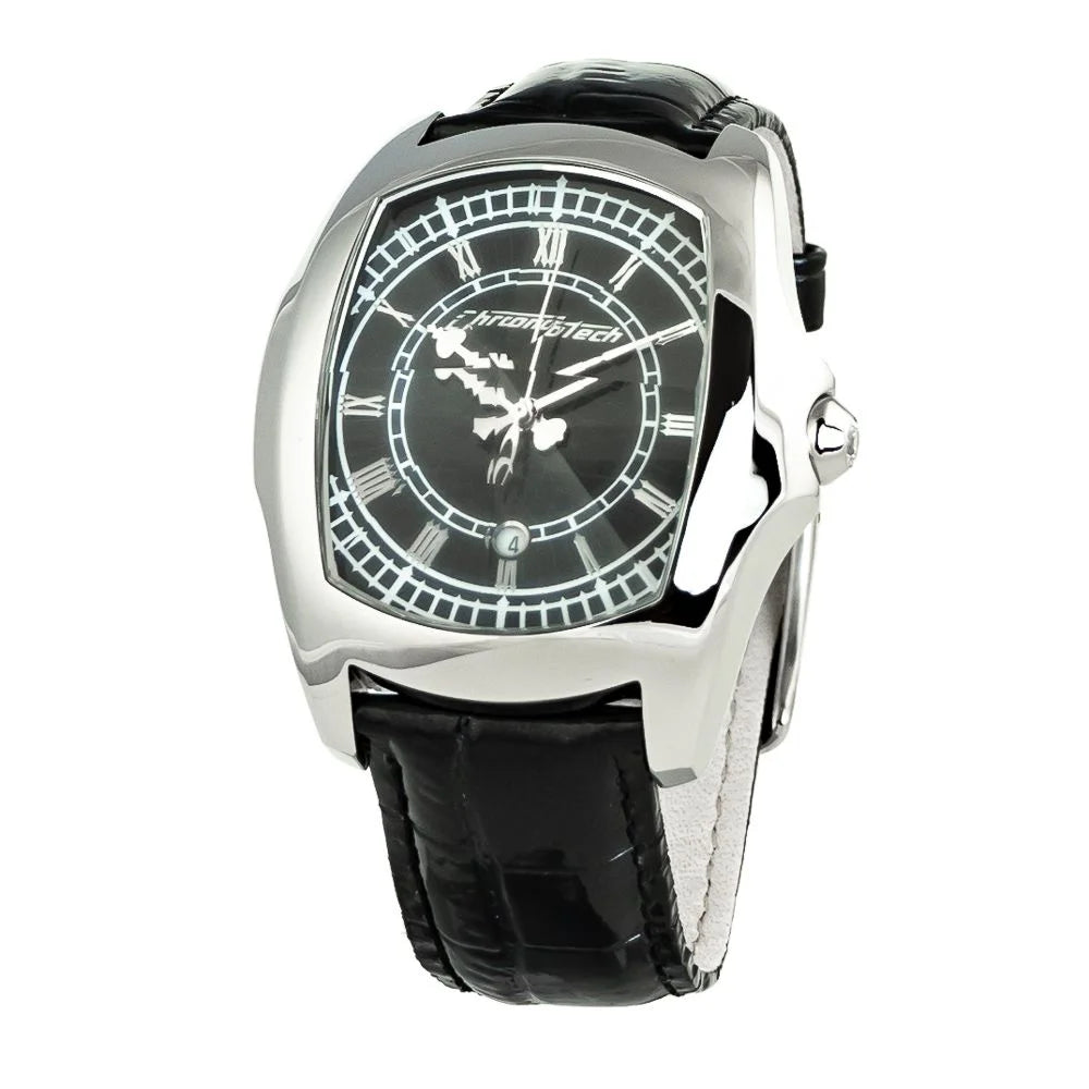 Chronotech Black Leather Watch - Watches