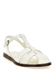 Church’s White Lamb Leather Flat Sandals