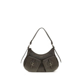 Front view of the Coccinelle Bos Taurus shoulder bag in rich brown calf leather with gold-tone hardware.
