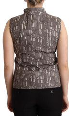 Comeforbreakfast Brown Black Vest Leather Sleeveless Top Blouse - IT40|S - Blouses