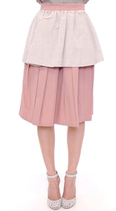 Comeforbreakfast Pink Gray Knee-Length Pleated Skirt - S - Skirts