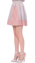 Comeforbreakfast Pink Gray Mini Short Pleated Skirt - S - Skirts