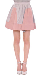 Comeforbreakfast Pink Gray Mini Short Pleated Skirt - S - Skirts